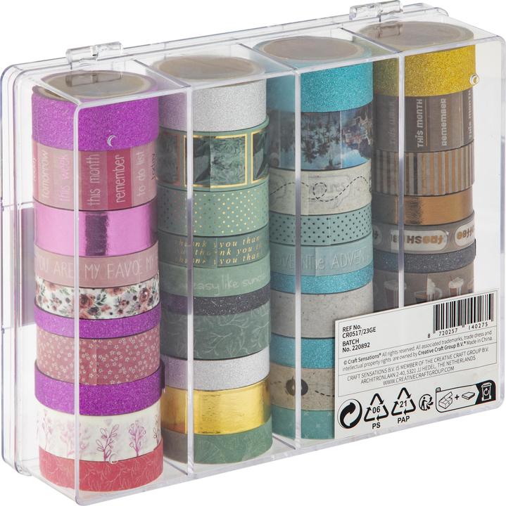 Image du produit Grafix Washi Tape avec boîte de rangement, 40 pcs