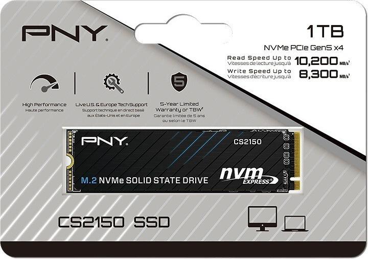 Image du produit PNY CS2150 M.2 NVME GEN5 X4 SSD 1TB (1000 Go, M.2 2280)