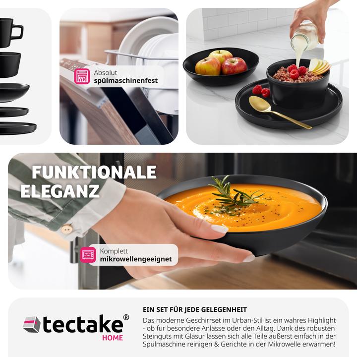 Actual product image tectake Geschirrset Una, aus Steingut, für 6 Personen (30 Piece)