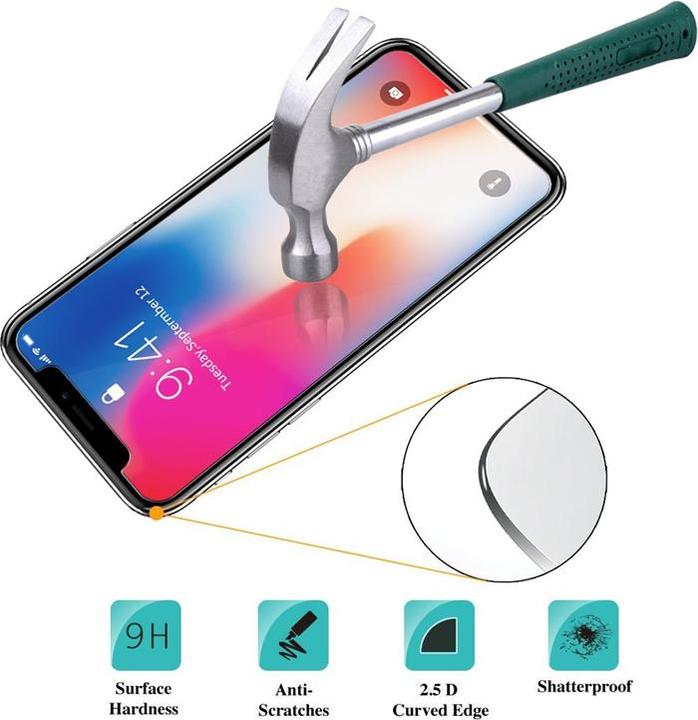Produktbild JTI iPhone X/XS Displayschutzfolie - gehärtetes Glas (1 Stück, Apple iPhone XS, Apple iPhone X)