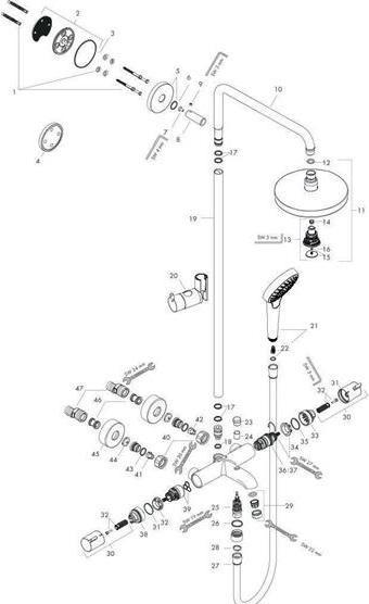 Image du produit hansgrohe HG Showerpipe CROMA SELECT S 180 2jet DN 15, pour baignoire blanc/chrome