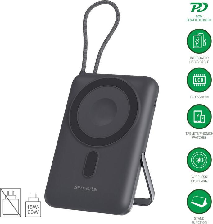 Image du produit 4smarts Wireless Powerbank Enterprise Pocket spacegrau (10000 mAh, 22.50 W, 37 Wh)