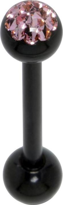 Bijouteria Zungenpiercing (Kristall, PVD Beschichtung (schwarz), Chirurgenstahl 316L, Epoxiharz)