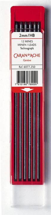 Caran d'Ache Technograph-Minen (Ersatzmine, Schwarz, 2 mm)