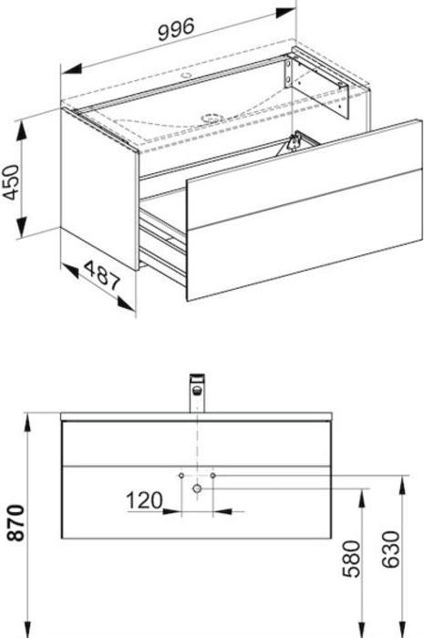 Actual product image Keuco Vanity unit ROYAL REFLEX 996x450x487mm white (99.5 x 49 x 45 cm)