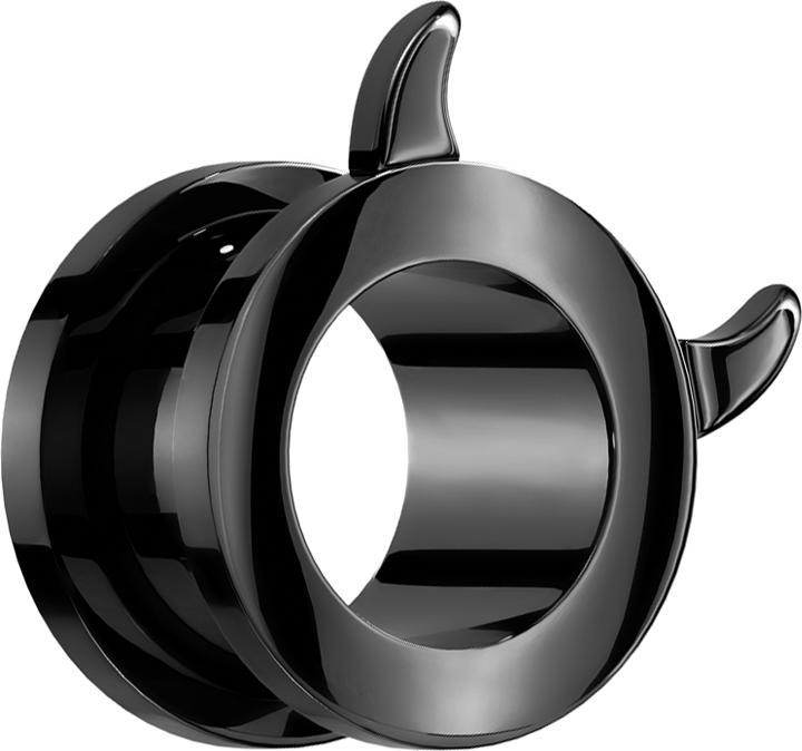 Star Piercing Flesh Tunnel schwarz mit Teufelshörner (ohne Messing, Chirurgenstahl 316L)