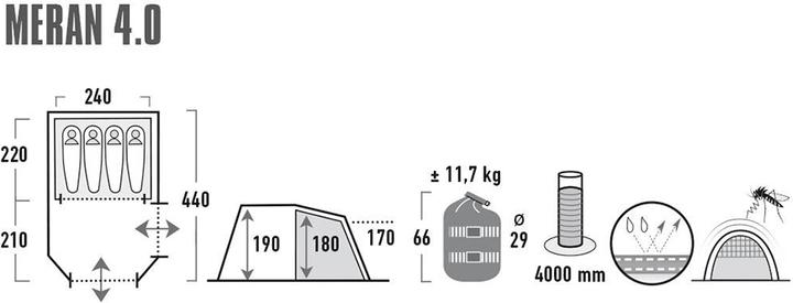 Produktbild High Peak Zelt Meran 4.0 (Tunnelzelt, 11.70 kg, 4 Personen)