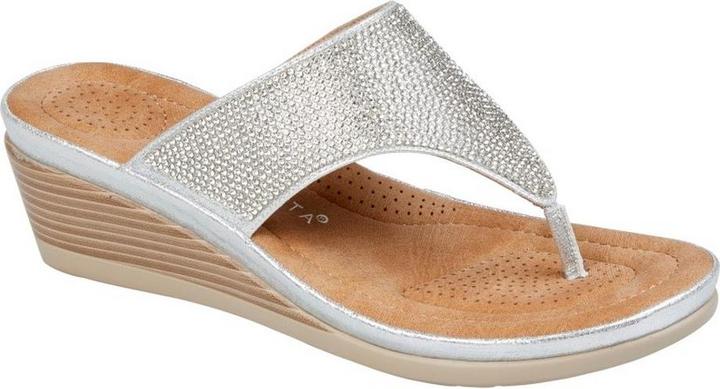 Cipriata Sandalen mit Keilabsatz Sandra Glitzer Strassbesatz