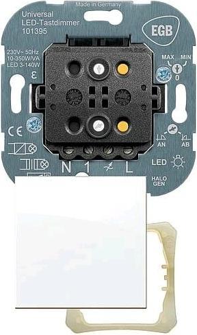 Produktbild EGB 5592e6000e Tastdimmer mit Halterahmen und 55er Wippe RAL9010 LED Leistung 3140WLeistung 73