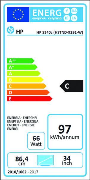 Label énergétique HP EliteDisplay S340c (3440 x 1440 pixels, 34")