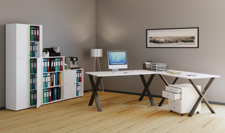Produktbild VCM Büromöbel Eckschreibtisch Lona Tiefe 50 cm X Alu Schwarz (190 x 50 cm)