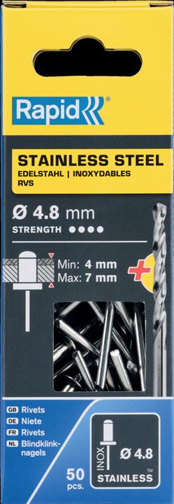 Actual product image Rapid Stainless steel blind rivet Ø 4.8 x 10 mm