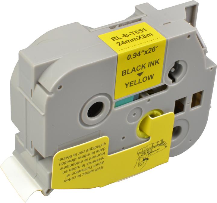 Produktbild Ampertec P-Touch Band kompatibel zu TZe-651 schwarz auf gelb 24mm / 8m (2.40 cm, Schwarz)