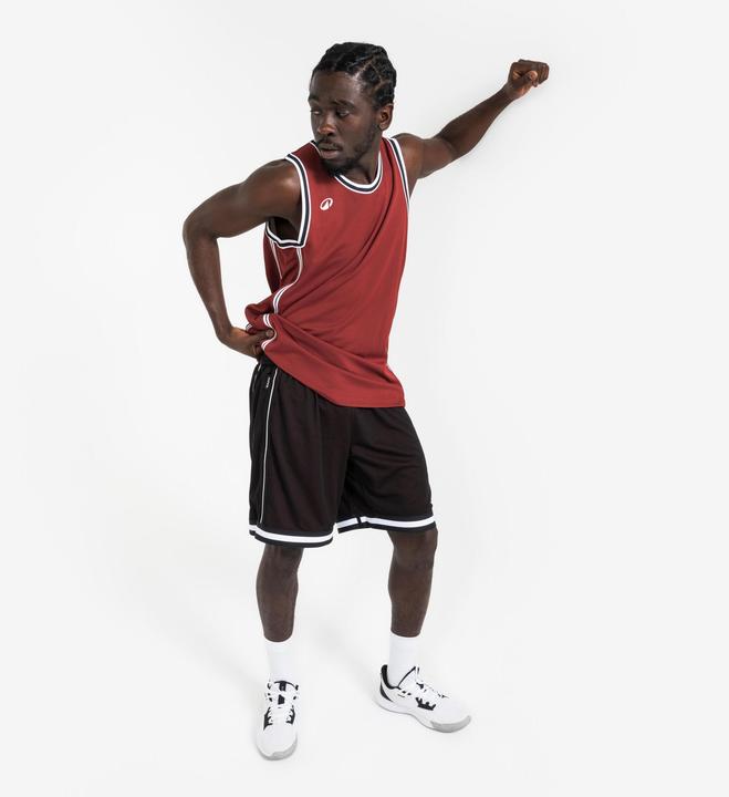Actual product image Tarmak Damen/Herren Basketball Trikot ärmellos wendbar - Tank 500 schwarz/rot (XL)
