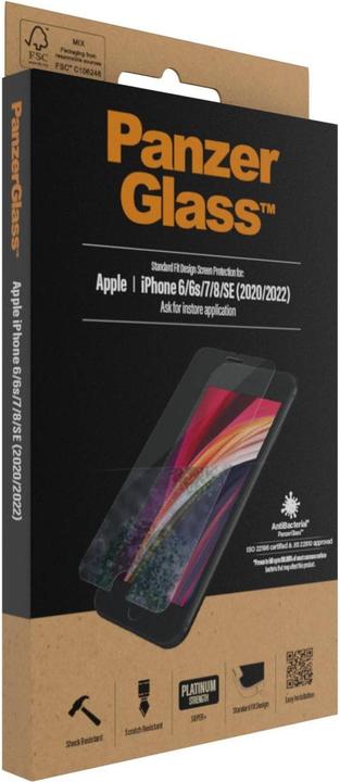 Immagine prodotto PanzerGlass vestibilità standard (1 Pezzo/i, Apple iPhone 6, Apple iPhone 6s, Apple iPhone 7, Apple iPhone 8, Apple iPhone SE (seconda generazione), Apple iPhone SE (terza generazione))
