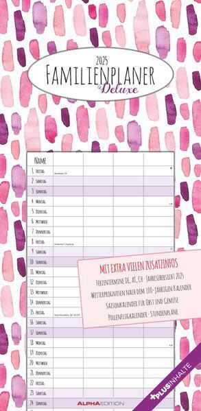Actual product image Alpha Edition Family Planner Deluxe 2025 Family Calendar, 22x45cm, Calendar with 4 Columns for (22 x 45 cm, German)