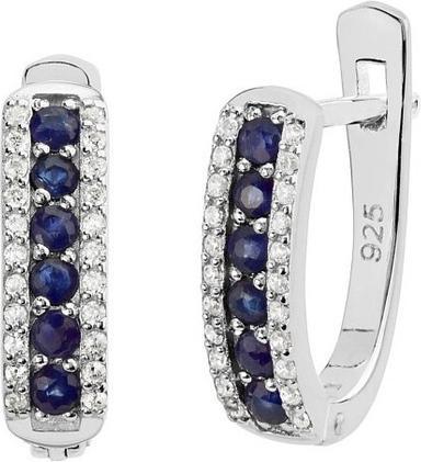 Silvego Silver earrings with synthetic sapphire QR12SE