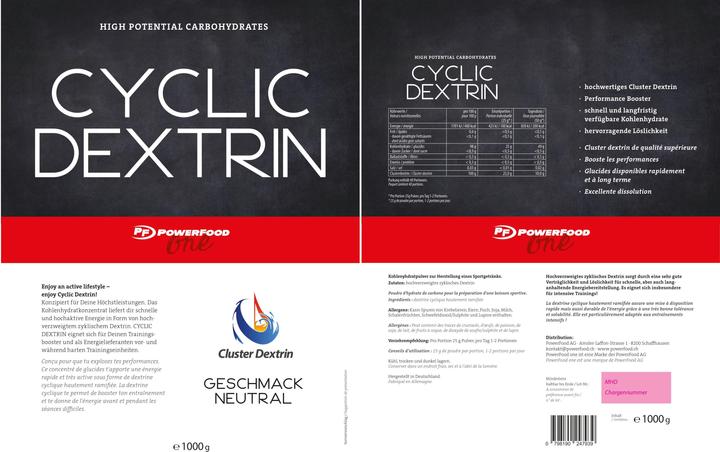 Nährwerte und Zutaten PowerFood One Cyclic Dextrin (Neutral, 1 Stk., 1000 g)