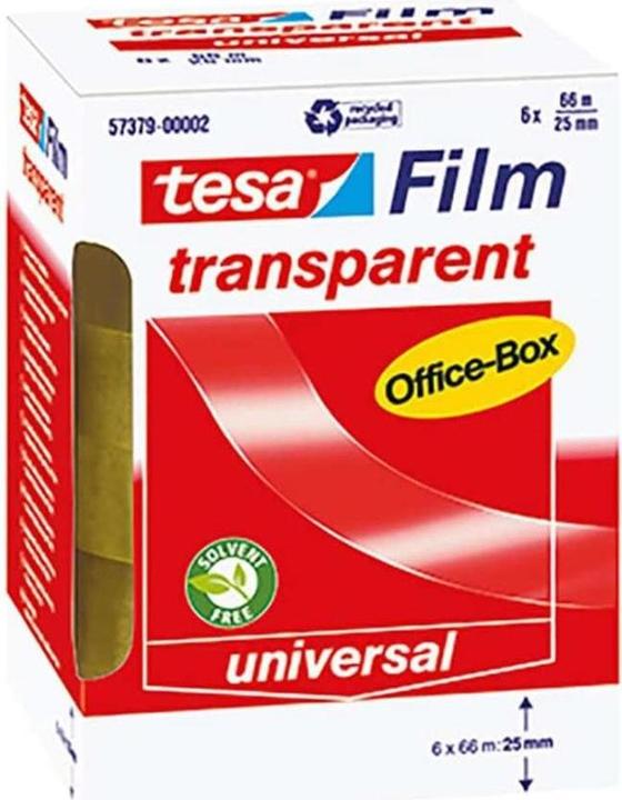 Label énergétique tesa 6x tesafilm TRANSPARENT - à forte adhérence - résistant au vieillissement et à la déchirure (25 mm)