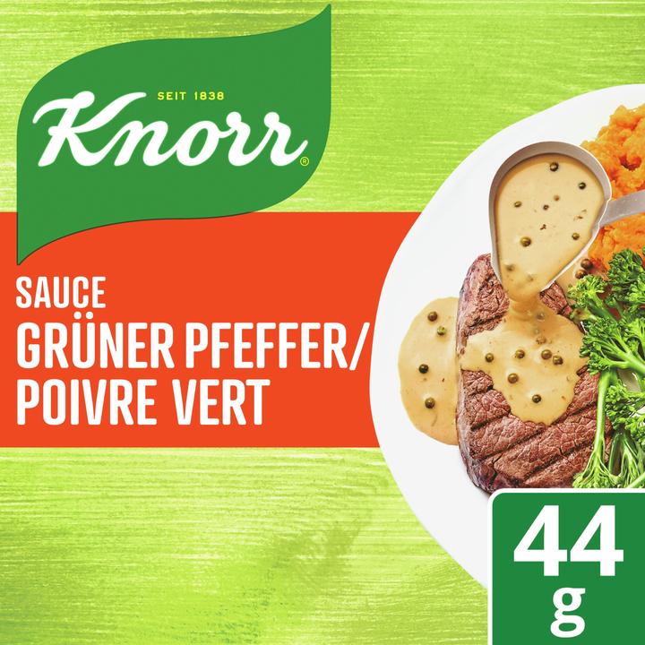 Actual product image Knorr Green pepper sauce sachet, with whole peppercorns, wonderfully creamy, ideal for dark meat (44 g)