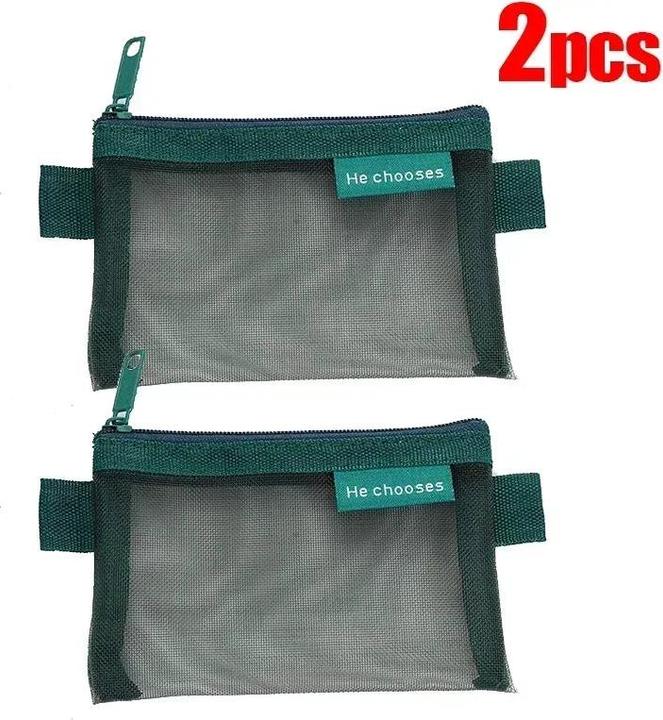 Only-Bags.Store 2 Pcs Mini Mesh Lagerung Taschen Multi-farbe Tragbare Mäppchen Halter Münze Kosmetik Schmuck Reise