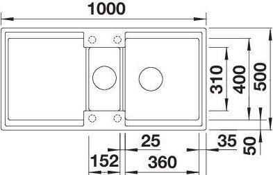 Actual product image Blanco ADIRA 6 S | SILGRANIT black | installation type: installation from above | reversible | with remote (Fitted sink, 100 cm, 50 cm)