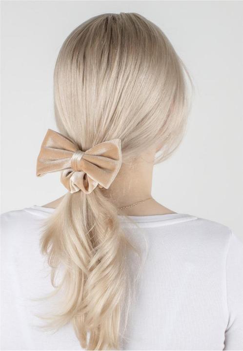 Immagine prodotto Trisa Capelli - Fermaglio per capelli in velluto e fiocco sabbia (Elastico per capelli)