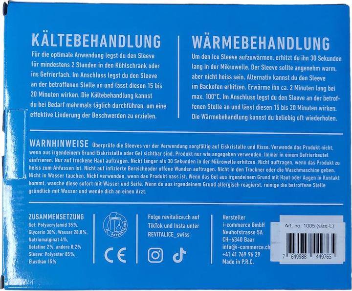 Nährwerte und Zutaten Revitalice Tragbares Kühlpack (1 x)