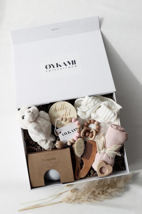 Image du produit Oykami Baby Geschenkbox Rosa "Paris" Robbe Weiss