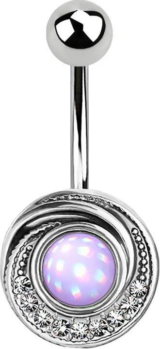Star Piercing Banane silber Wirbel mit Kristall und Epoxidstein violett (Messing, Chirurgenstahl 316L)