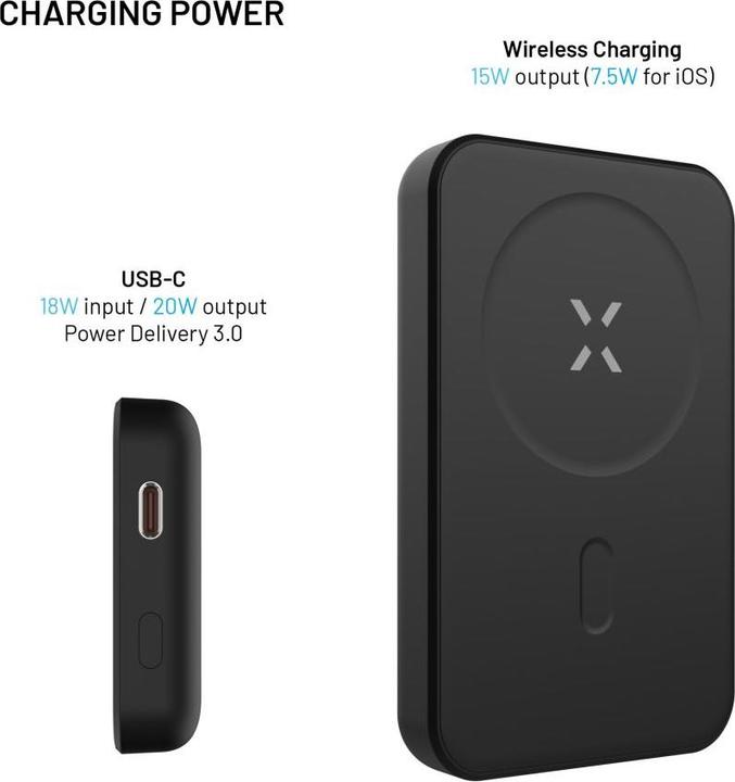 Immagine prodotto Fixed MagZen Trådløs PD 20W Power Bank 10.000 mAh Sort Powerbank - Sort - 10000 mAh (10000 mAh, 12 Wh)