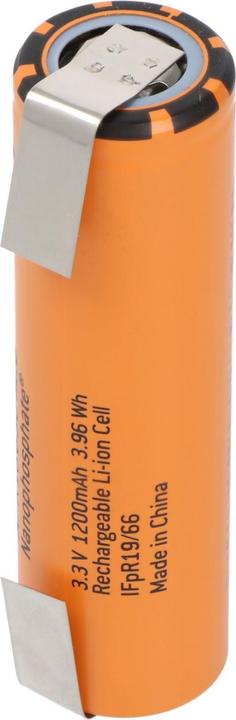 Immagine prodotto A123 Systems A123 APR18650M-A1 1100mAh 3,2V - 3,3V LiFePo4 Akku mit Lötfahne U-Form (1 pz., 1100 mAh)