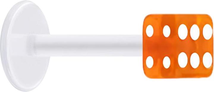 Produktbild Star Piercing Micro Labret transparent mit Würfel orange transparent (Acryl, ohne Messing, Bioflex)