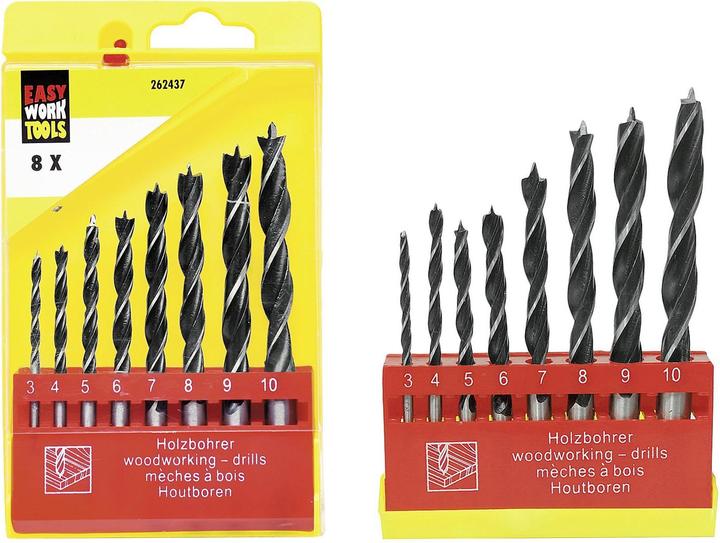 Productafbeelding Easy Work Houtboorset 3 - 10 mm (6 mm, 10 mm, 7 mm, 3 mm, 5 mm, 8 mm, 9 mm, 4 mm)