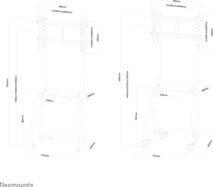 Actual product image Neomounts NS-M3600BLACK is a mobile floor stand for flat screen TVs up to. (Universal, 80", 80 kg)