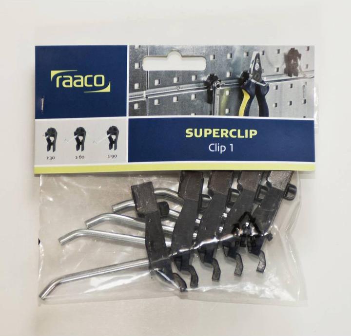 Actual product image Raaco Tool hook set w.perforated plates Tool wall panelx 3 + 44Clips