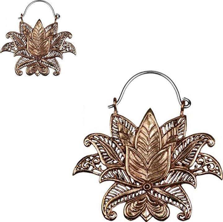 Star Piercing Ohrring rosegold Indische Blume (Bronze, ohne Messing)