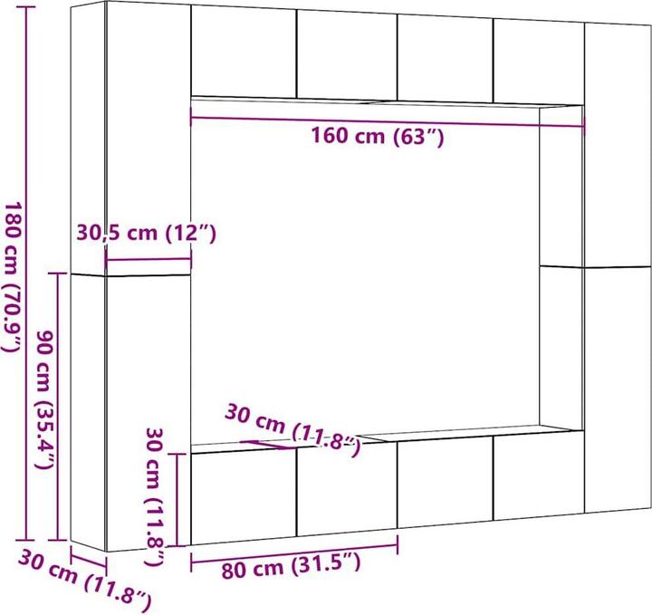 Produktbild VidaXL Rosalinda (80 x 30 x 30 cm)