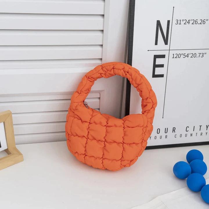 Produktbild Only-Bags.Store Mini-Tasche Gesteppter Kreis Telefon Purpur Elegant Lila Weiches Nylon Gepolstertes