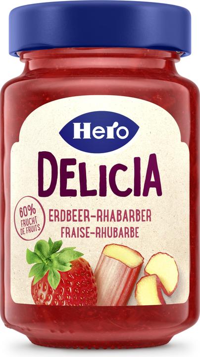 Produktbild Hero Brotaufstrich Erdbeer-Rhabarber Konfitüre 290 g (474 g)