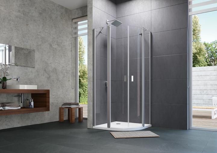 Produktbild Hüppe Design pure Schwingtür mit festen Segmenten 2-flügelig Radius: 50cm Breite: 90cm Anschlag l (211 cm, 85 cm, 21 cm)