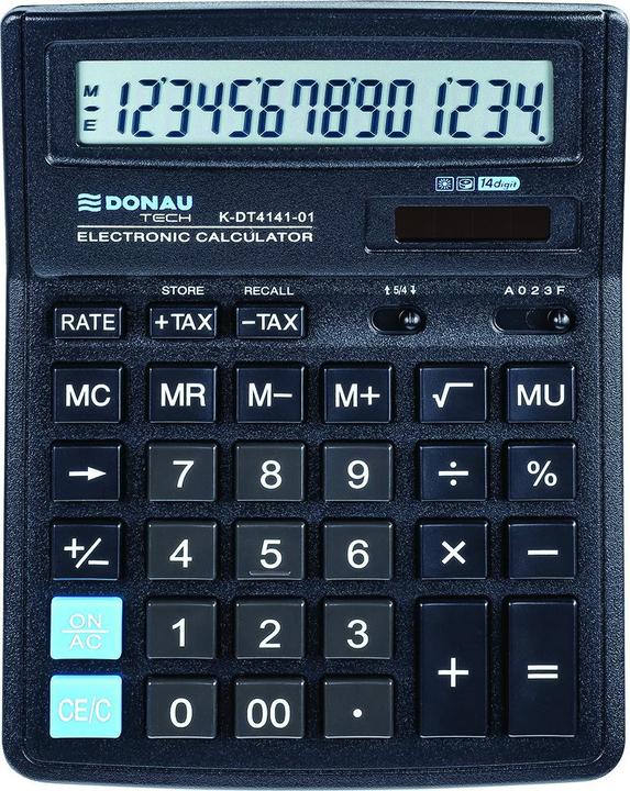 Produktbild Donau Taschenrechner TECH OFFICE Taschenrechner, 14-stellige Anzeige, 199x153x31 mm, schwarz