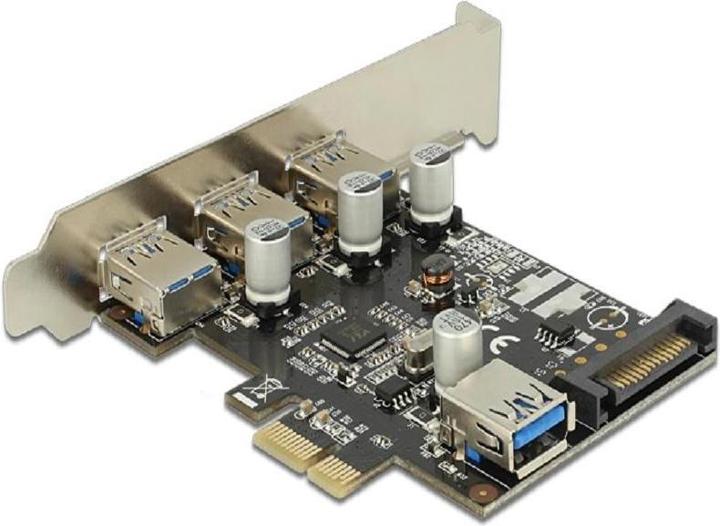 Actual product image Delock PCIe USB 3.0 3x external 1x internal LP SATA Power VIA
