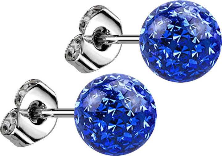 Star Piercing Ohrstecker silber mit Kristall Kugel dunkelblau Epoxy Schutzschicht (ohne Messing, Chirurgenstahl 316L)
