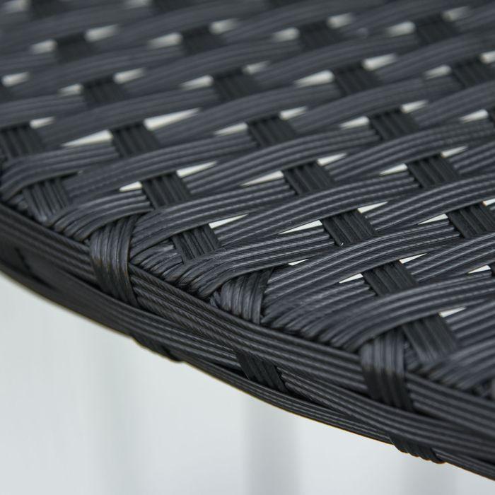 Produktbild Swisshandel24 Balkontisch Halbrunder Garten Beistelltisch aus Polyrattan und Metall, Schwarz, 100x50x74cm