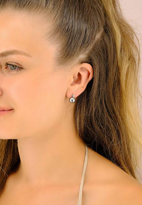 Image du produit Muau Boucles d'oreilles (Or blanc 750 Perle de Tahiti 8-9mm Brillant 0.11ct.)