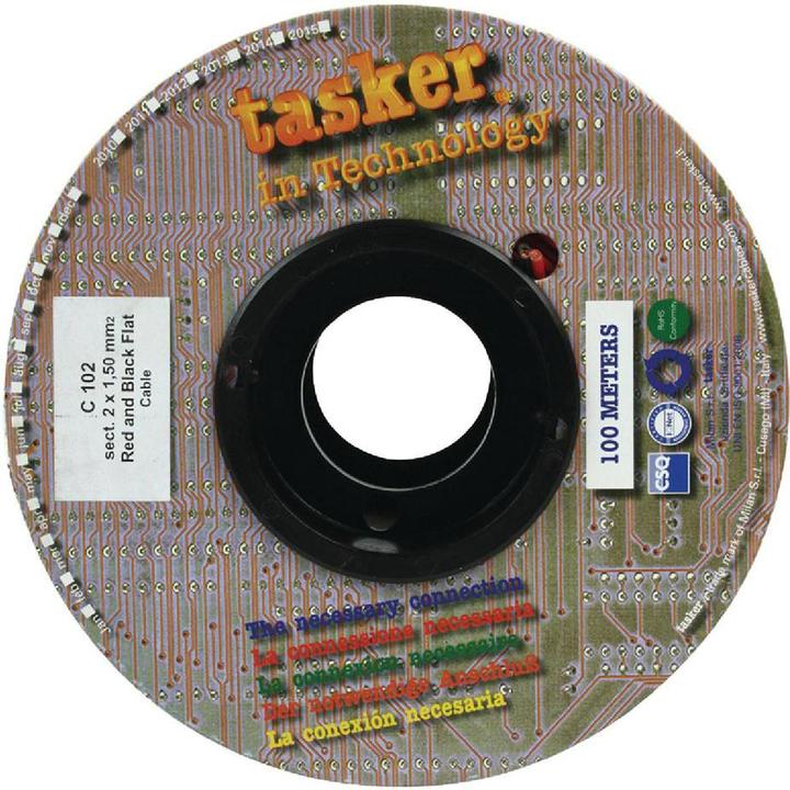 Produktbild Tasker Lautsprecherkabel auf Rolle 2x 1.50 mm² 100 m Schwarz/Rot (100 m, 1.50 mm²)