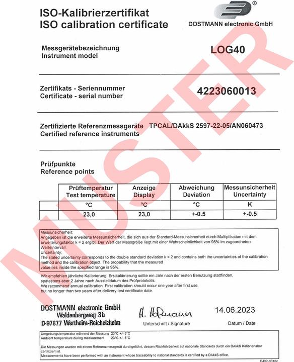 Actual product image TFA LOG 40 PDF data logger