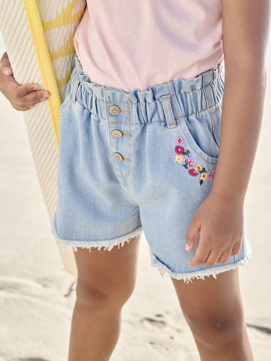Immagine prodotto Vertbaudet Mädchen Oversized-Jeansshorts mit gestickten Blumen (134)