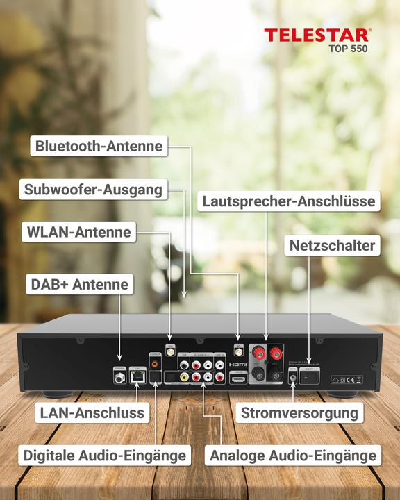 Actual product image Telestar TOP 550 sw All-In-One-System 43cm,Verstärker,CD,Internet/DAB+/UKW,BT (CD player, Bluetooth Receiver)